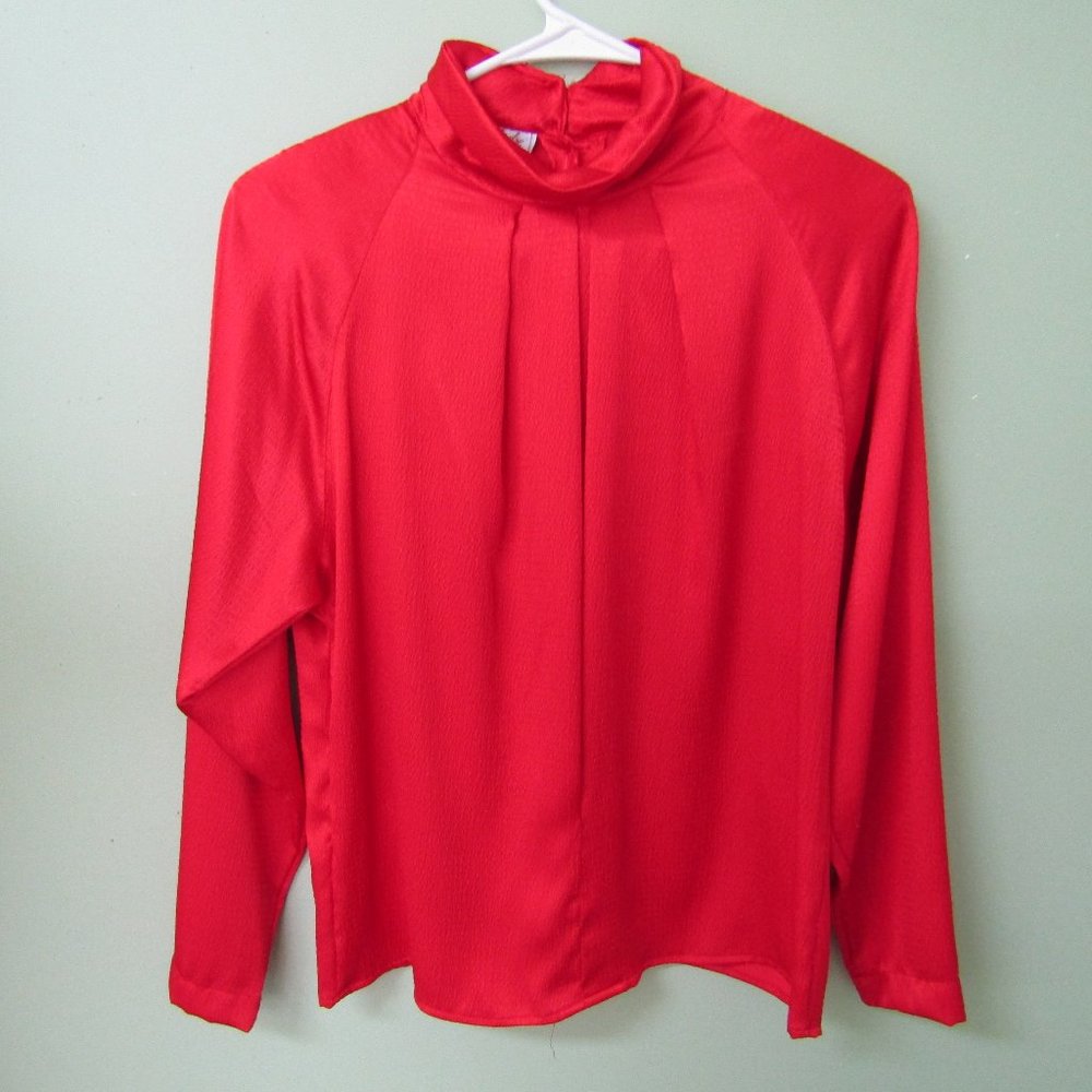 VINTAGE 1980'S RED SAN ANDRE BLOUSE / SIZE 8